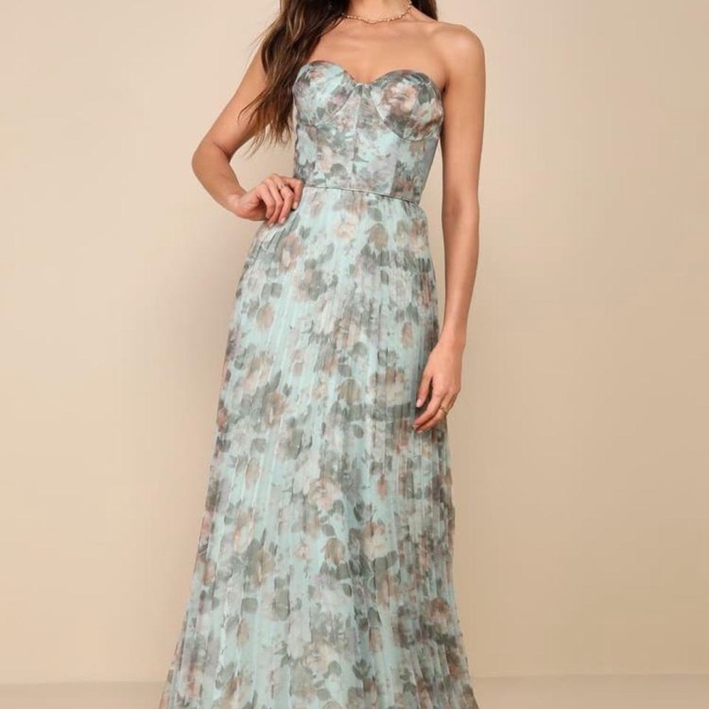 LULUS Floral Strapless Maxi Dress
